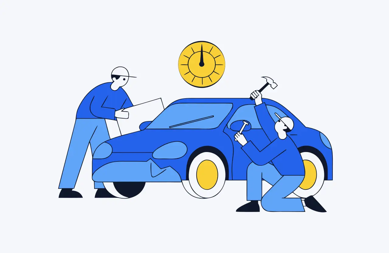 Illustratie: kilometerstand bij schadeauto en sloopauto